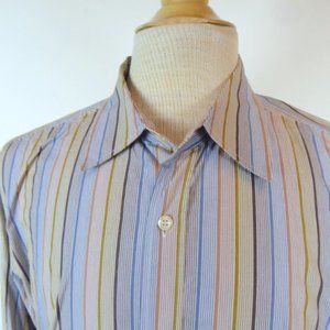 BARNEYS Italy fitted blue stripe shirt xl